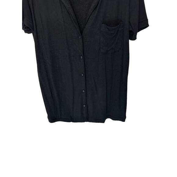 Skims Black Ribbed Loungewear Button Front Soft Lounge Sleep Shirt Size Small - Picture 7 of 13